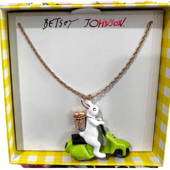 Betsey Johnson Bunny Vespa Pendant Slider Necklace - Picture 2 of 4